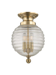 Coolidge Flush-Mount Ceiling Light in Aged Brass.